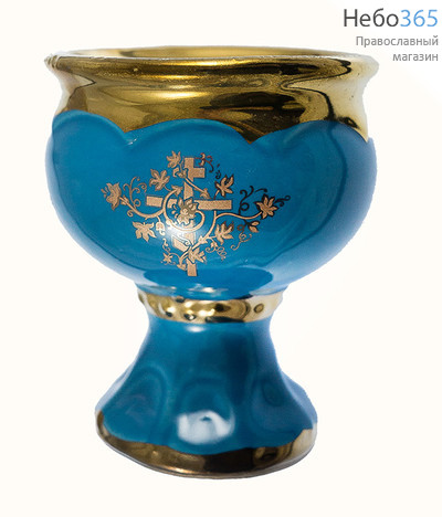  Лампада настольная керамическая "Кубок", средняя, с эмалью и золотом, цвет: зеленый, фото 3 