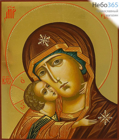  Владимирская икона Божией Матери. Икона писаная 17х21х2, золотой фон, фото 1 
