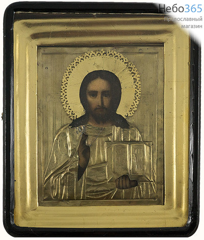  Господь Вседержитель. Икона писаная 17х21, в ризе, конец 19 - начало 20 века, фото 1 