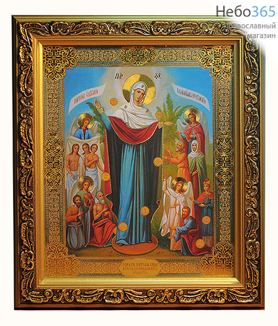  Икона в раме (Мк) 22х25, с тиснением, багет деревянный (В), под стеклом Божией Матери Всех Скорбящих Радость, фото 1 