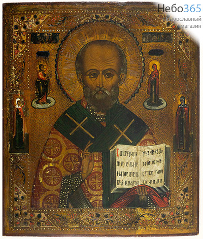  Николай Чудотворец, святитель. Икона писаная 31х35,5х3, без ковчега, 19 век, фото 1 