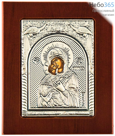  Икона в ризе 11х13, на дереве, посеребрение икона Божией Матери Владимирская, фото 1 