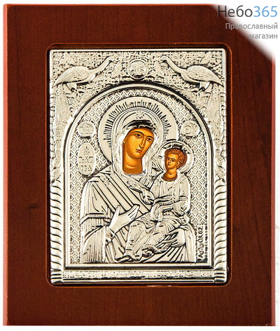  Икона в ризе 11х13, на дереве, посеребрение икона Божией Матери Одигитрия, фото 1 