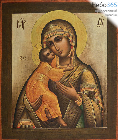  Владимирская икона Божией Матери. Икона на дереве 18х15 см, печать на левкасе, золочение (БВ-30) (Тих), фото 1 