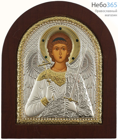  Ангел Хранитель. Икона в ризе 11х13х1,5 см, шелкография, серебрение, золочение, на деревянной основе, стразы (Ж) (EK399-ХAG), фото 1 