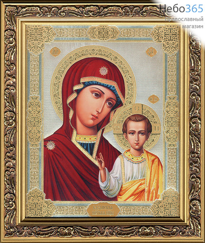  Икона в раме (Мк) 22х25, с тиснением, багет деревянный (В), под стеклом Пантелеимон, великомученик, фото 2 