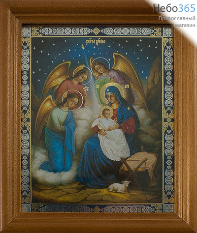  Икона в раме (Мис) 11х13, Рождество Христово, багет, дерево, под стеклом (х43326), фото 1 