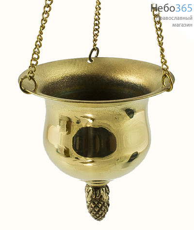  Лампада подвесная латунная Шлем, без ушек, гладкая, без стакана, высотой 10 см, фото 1 