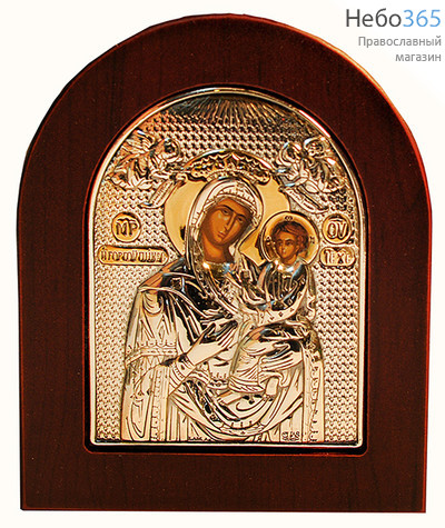  Икона в ризе (Ж) EK2-ХАG 8х10, шелкография, посеребрение, позолота, на деревянной основе Божией Матери Скоропослушница (003), фото 1 