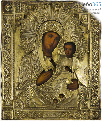  Иверская икона Божией Матери. Икона писаная 22,5х27, в ризе, 19 век, фото 1 