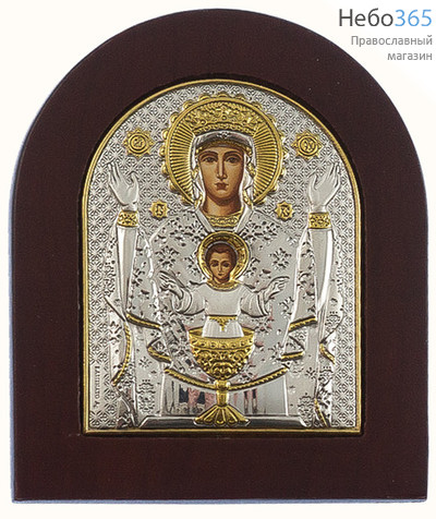  Икона в ризе (Ж) EK2-XAG 8х10, шелкография, серебрение, золочение, на деревянной основе икона Божией Матери Неупиваемая Чаша, фото 1 