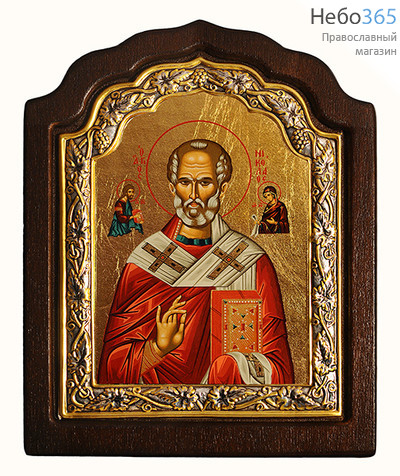  Икона на дереве C-11 11х16, шелкография, серебрение, на деревянной фигурной основе Николай Чудотворец, святитель, фото 1 