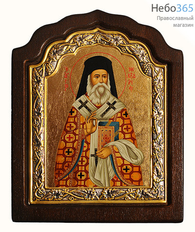  Икона на дереве C-11 11х16, шелкография, серебрение, на деревянной фигурной основе Нектарий Эгинский, святитель, фото 1 