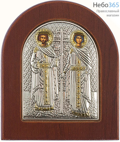  Икона в ризе EK2-XAG 8х10, шелкография, серебрение, золочение, на деревянной основе Константин и Елена, равноапостольные, фото 1 