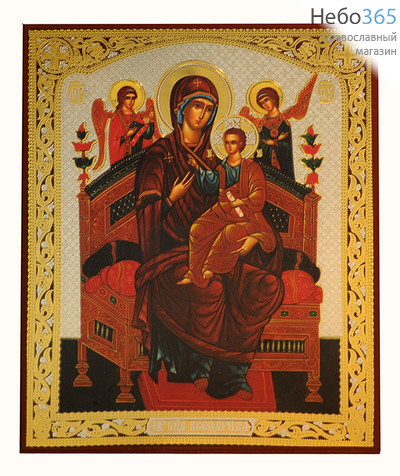  Икона на дереве 13х16, 11.5х19, полиграфия, золотое и серебряное тиснение, в коробке икона Божией Матери Всецарица, фото 1 