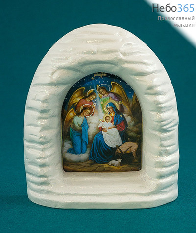  Вертеп рождественский "Пещера", гипсовый, с иконой "Рождество Христово", Х303, фото 1 