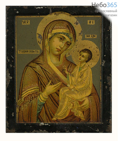  Тихвинская икона Божией Матери. Икона на металле 7х8,5, печать по металлу, 19 век, фото 1 
