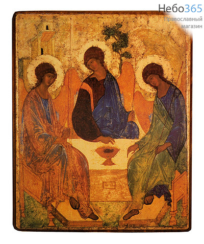  Икона на дереве 8-12х14-16 см, покрытая лаком (КиД 3) Святая Троица (прп. А.Рублев) (№14), фото 1 