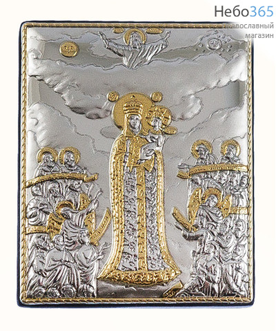  Всех скорбящих Радость икона Божией Матери. Икона 6х7 см, в ризе с серебрением и золочением (EP32-ХВG) (Ж), фото 1 