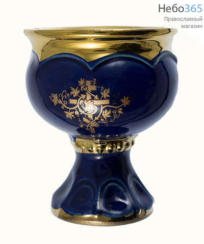  Лампада настольная керамическая "Кубок", средняя, с эмалью и золотом, цвет: зеленый, фото 4 