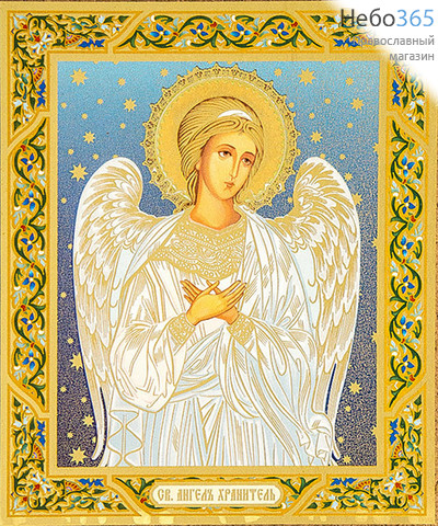  Икона на оргалите (Нк) 10х12, золотое и серебряное тиснение Ангел  Хранитель (поясной) (1), фото 1 