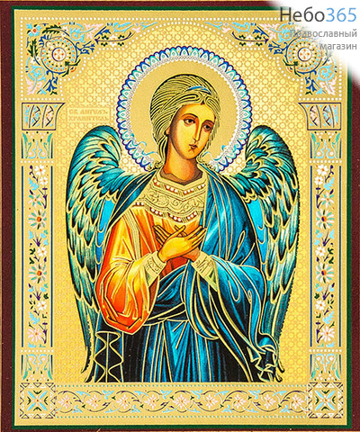  Икона на оргалите (Нк) 10х12, золотое и серебряное тиснение Ангел  Хранитель (поясной) (2), фото 1 