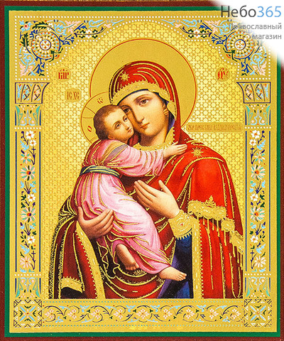  Икона на оргалите 10х12, золотое и серебряное тиснение Божией Матери Владимирская, фото 1 