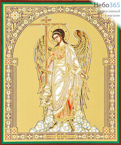  Икона на оргалите (Нк) 10х12, золотое и серебряное тиснение Ангел  Хранитель (ростовой), фото 1 