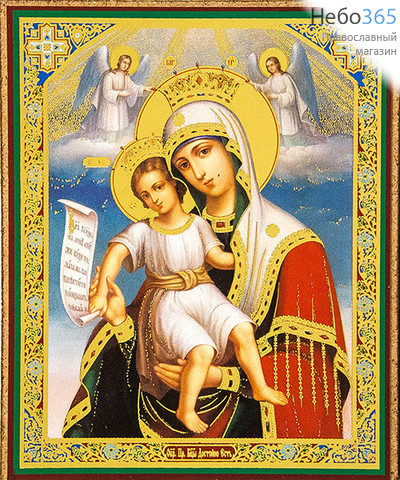 Икона на оргалите 10х12, золотое и серебряное тиснение Божией Матери Достойно есть, фото 1 