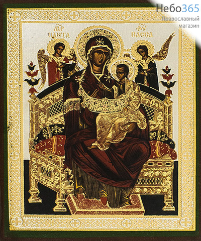  Икона на дереве 9х11, 8х13, 6х13, полиграфия, золотое и серебряное тиснение икона Божией Матери Всецарица, фото 1 