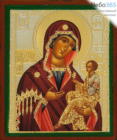  Икона на дереве 7х8 см, 6х9 см, полиграфия, золотое и серебряное тиснение, в индивидуальной упаковке (Т) икона Божией Матери Грузинская (175), фото 1 