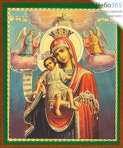  Икона на дереве 7х8 см, 6х9 см, полиграфия, золотое и серебряное тиснение, в индивидуальной упаковке (Т) икона Божией Матери Достойно есть (146), фото 1 