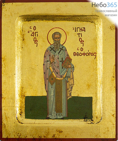  Икона на дереве 11х13 см, основа МДФ, ручное золочение, с ковчегом (BOSN) (Нпл) Игнатий Богоносец, Антиохийский, священномученик, епископ (2493), фото 1 