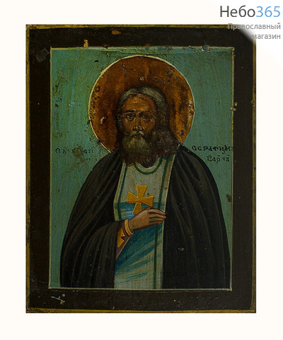 Серафим Саровский, преподобный. Икона писаная 8,3х11 см, начало 20 века (Кж), фото 1 