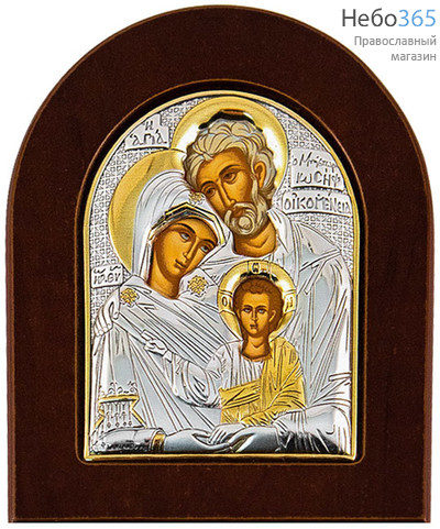  Икона в ризе (Ж) EK2-XAG 8х10, шелкография, серебрение, золочение, на деревянной основе Святое Семейство, фото 1 