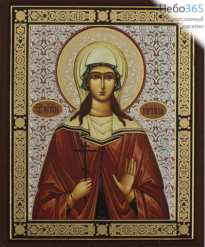  Икона на дереве  9х11, 7х12, полиграфия, золотое и серебряное тиснение, в коробке Ирина, мученица, фото 1 