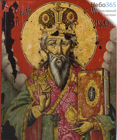  Икона на дереве 30х35-42, печать на холсте, копии старинных и современных икон Василий Острожский, святитель, фото 1 