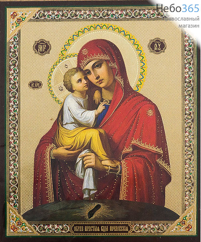  Икона на оргалите 10х12, золотое и серебряное тиснение Божией Матери Почаевская, фото 1 