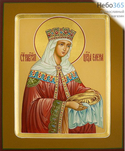  Елена, равноапостольная царица. Икона писаная 13х16х2, золотой фон, золотой нимб, с ковчегом, фото 1 