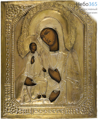  Троеручица икона Божией Матери. Икона писаная (Кж) 31х35, в ризе, 19 век, фото 1 