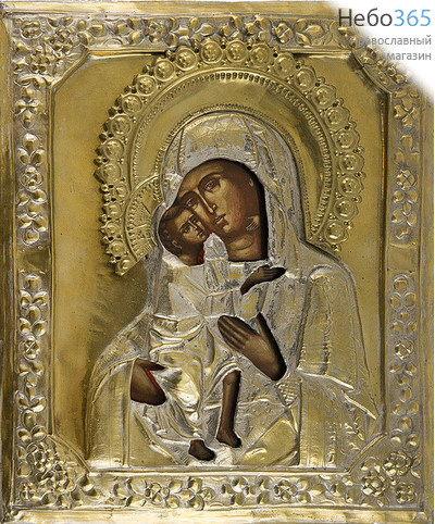  Феодоровская икона Божией Матери. Икона писаная 26,5х31 см, в ризе 19 века, новое письмо на старой доске (Ю), фото 1 