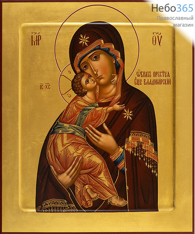  Владимирская икона Божией Матери. Икона писаная 27х31х3,8 см, золотой фон, с ковчегом (Шун), фото 1 