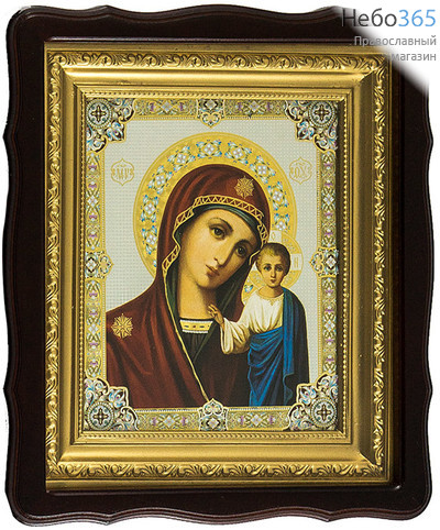  Казанская икона Божией Матери. Икона в деревянном фигурном киоте со стеклом, 26х30 см, фото 1 