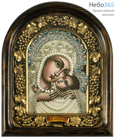 Икона в деревянной раме (Ож) 17х22, со стеклом, полиграфия, вышивка бисером, отделка камнями, подарочная коробка, фото 1 
