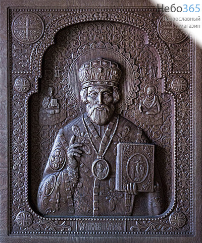  Николай Чудотворец, святитель. Икона резная 33х41., фото 1 