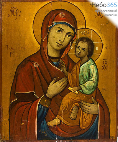  Тихвинская икона Божией Матери. Икона писаная (Фр) 26х32, 19 век, фото 1 