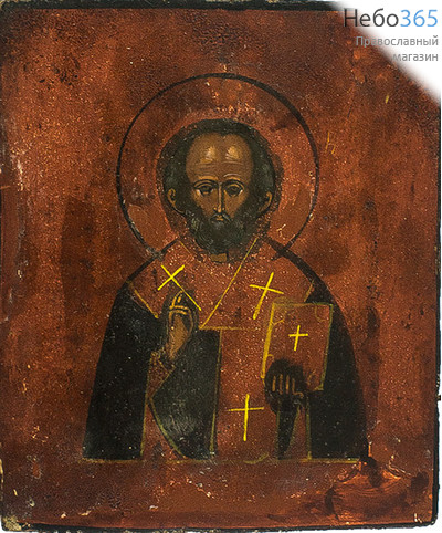  Николай Чудотворец, святитель. Икона писаная (Кж) 11х12, 19 век, фото 1 