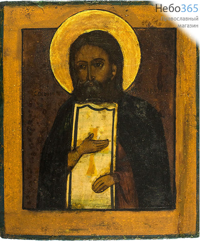  Серафим Саровский, преподобный. Икона писаная (Ат) 22х26, золотой нимб, начало 20 века, фото 1 