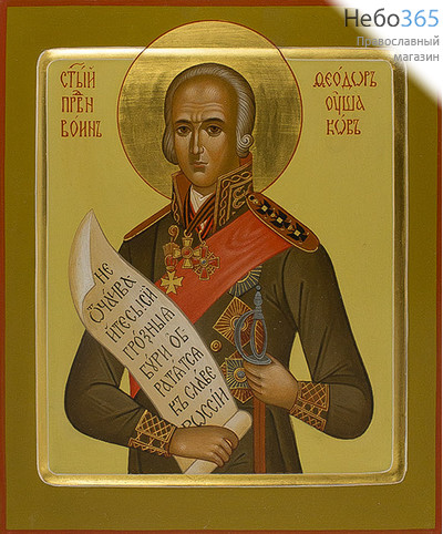 Феодор Ушаков, праведный. Икона писаная (Хв) 21х25, цветной фон, золотой нимб, с ковчегом, фото 1 