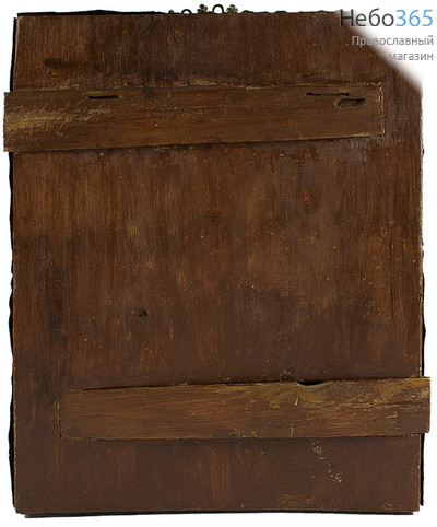  Николай Чудотворец, святитель. Икона писаная (Кж) 26х31, в ризе, 19 век, частичная реставрация, фото 4 